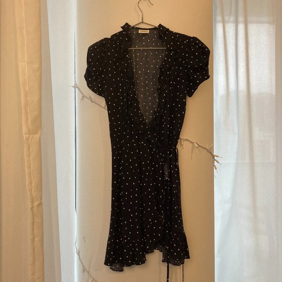 Aritzia Ruffle Polkadot Wrap Dress - Picture 2 of 7